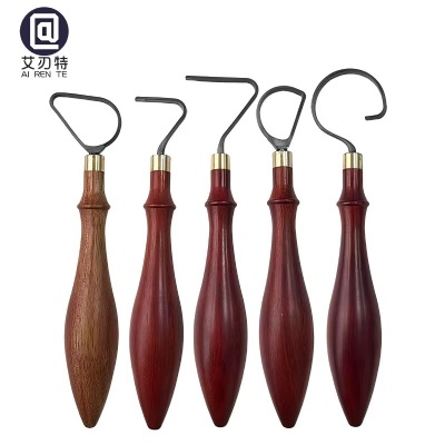 Tungsten-Carbide Trimming Tools for the Pottery Wheel Wooden Handle Clay Shaping Ribs in Different Curves for Ceramic Artists