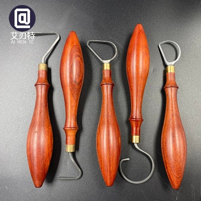 Tungsten-Carbide Trimming Tools for the Pottery Wheel Wooden Handle Clay Shaping Ribs in Different Curves for Ceramic Artists